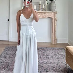 Mary Satin Chiffon V-Neck Sleeveless Drop Waist Maxi Dress